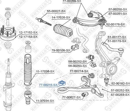 Stellox 77-00215-SX - Сайлентблок, важеля підвіски колеса autocars.com.ua