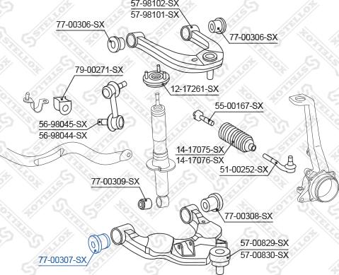 Stellox 77-00307-SX - Сайлентблок, рычаг подвески колеса avtokuzovplus.com.ua