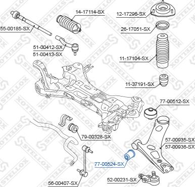 Stellox 77-00524-SX - Сайлентблок, рычаг подвески колеса avtokuzovplus.com.ua