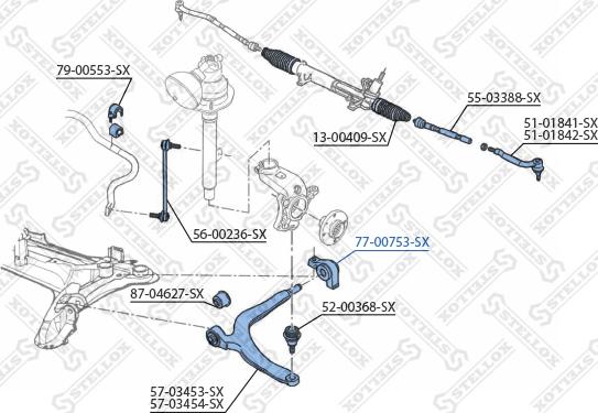 Stellox 77-00753-SX - Сайлентблок, важеля підвіски колеса autocars.com.ua