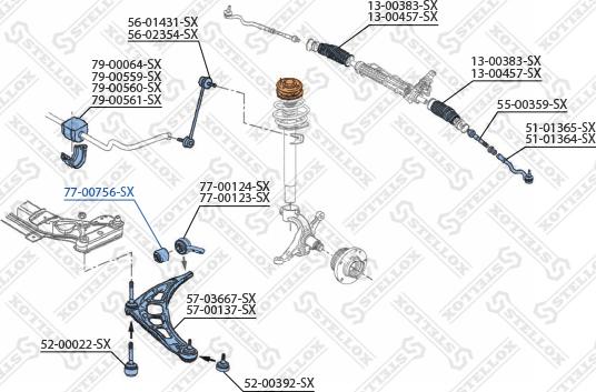 Stellox 77-00756-SX - Сайлентблок, важеля підвіски колеса autocars.com.ua