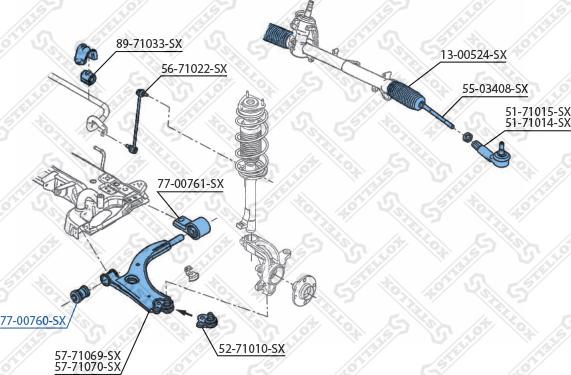 Stellox 77-00760-SX - Сайлентблок, важеля підвіски колеса autocars.com.ua