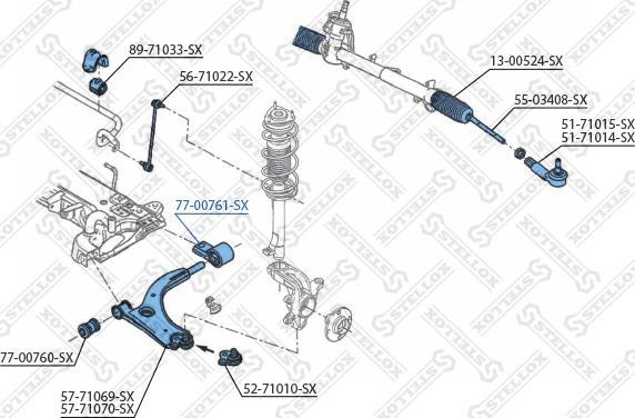 Stellox 77-00761-SX - Сайлентблок, рычаг подвески колеса avtokuzovplus.com.ua