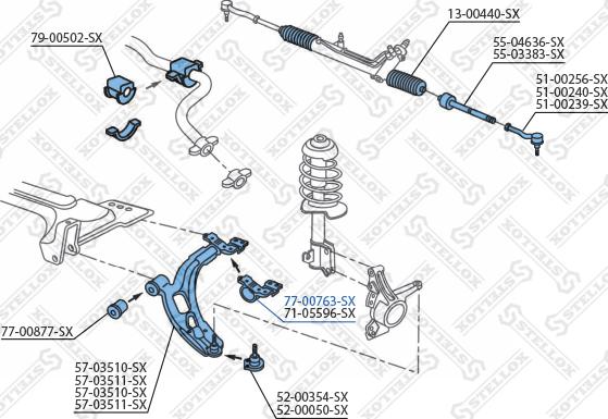 Stellox 77-00763-SX - Сайлентблок, важеля підвіски колеса autocars.com.ua