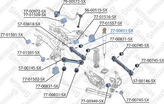 Stellox 77-00831-SX - Сайлентблок, важеля підвіски колеса autocars.com.ua