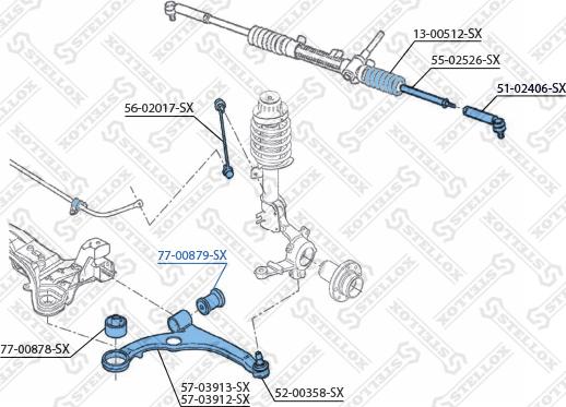 Stellox 77-00879-SX - Сайлентблок, важеля підвіски колеса autocars.com.ua