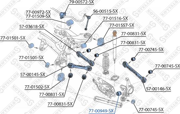 Stellox 77-00949-SX - Сайлентблок, рычаг подвески колеса autodnr.net