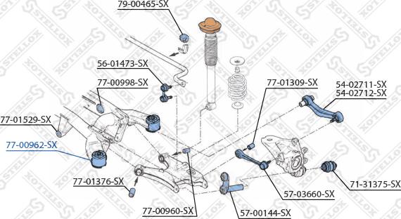 Stellox 77-00962-SX - Сайлентблок, важеля підвіски колеса autocars.com.ua