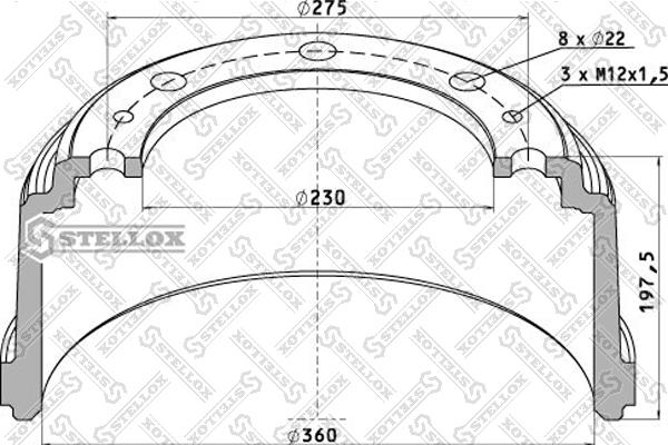 Stellox 85-00097-SX - Гальмівний барабан autocars.com.ua