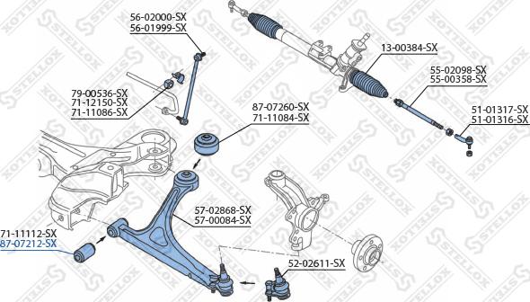 Stellox 87-07212-SX - Сайлентблок, важеля підвіски колеса autocars.com.ua