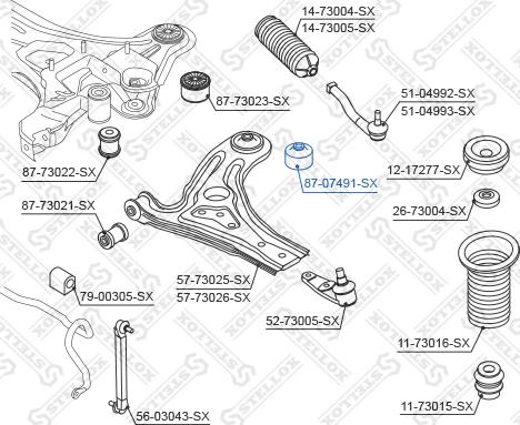 Stellox 87-07491-SX - Сайлентблок, важеля підвіски колеса autocars.com.ua