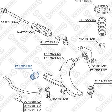 Stellox 87-17001-SX - Сайлентблок, рычаг подвески колеса avtokuzovplus.com.ua