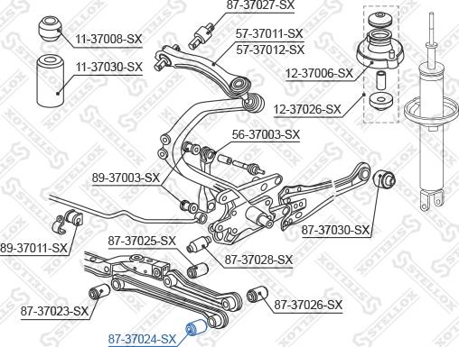 Stellox 87-37024-SX - Сайлентблок, важеля підвіски колеса autocars.com.ua