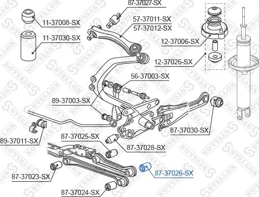 Stellox 87-37026-SX - Сайлентблок, важеля підвіски колеса autocars.com.ua