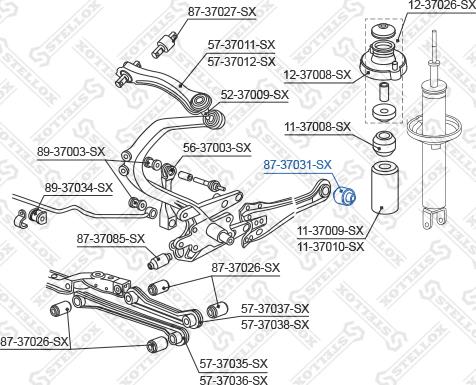 Stellox 87-37031-SX - Сайлентблок, важеля підвіски колеса autocars.com.ua