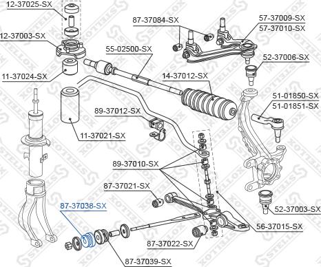 Stellox 87-37038-SX - Сайлентблок, рычаг подвески колеса avtokuzovplus.com.ua