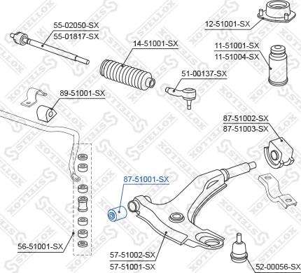 Stellox 87-51001-SX - Сайлентблок, важеля підвіски колеса autocars.com.ua