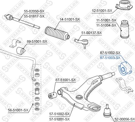 Stellox 87-51003-SX - Сайлентблок, рычаг подвески колеса avtokuzovplus.com.ua