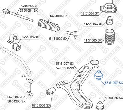 Stellox 87-51007-SX - Сайлентблок, рычаг подвески колеса autodnr.net