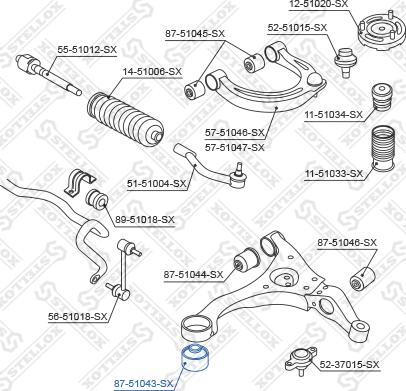 Stellox 87-51043-SX - Сайлентблок, важеля підвіски колеса autocars.com.ua