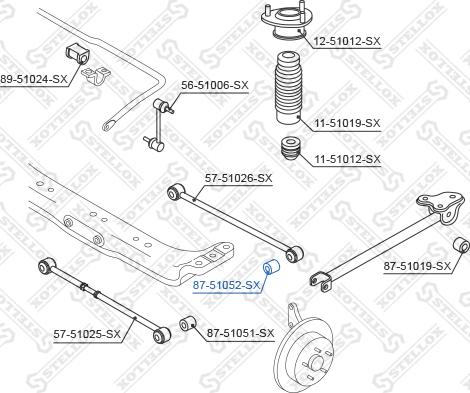 Stellox 87-51052-SX - Сайлентблок, важеля підвіски колеса autocars.com.ua