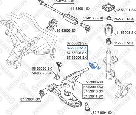 Stellox 87-53003-SX - Сайлентблок, важеля підвіски колеса autocars.com.ua