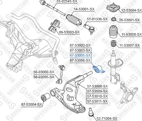 Stellox 87-53005-SX - Сайлентблок, важеля підвіски колеса autocars.com.ua