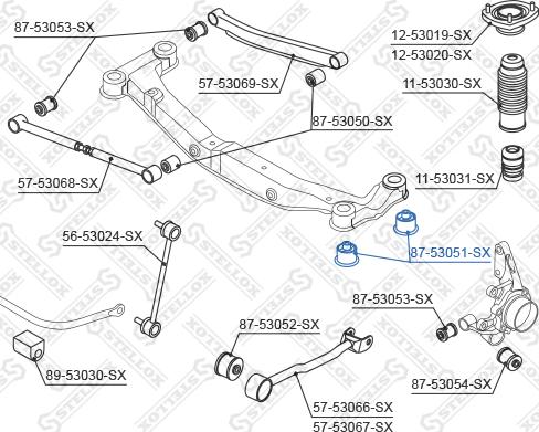 Stellox 87-53051-SX - Сайлентблок, важеля підвіски колеса autocars.com.ua