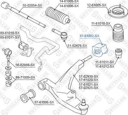 Stellox 87-61002-SX - Сайлентблок, важеля підвіски колеса autocars.com.ua