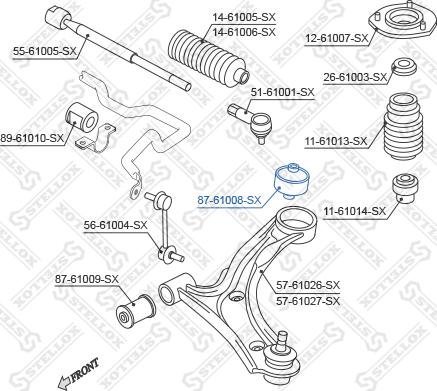 Stellox 87-61008-SX - Сайлентблок, рычаг подвески колеса avtokuzovplus.com.ua