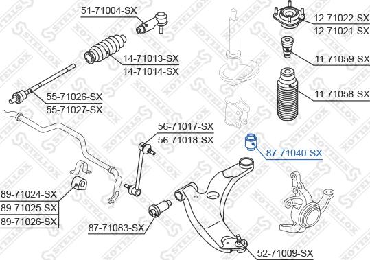 Stellox 87-71040-SX - Сайлентблок, рычаг подвески колеса autodnr.net