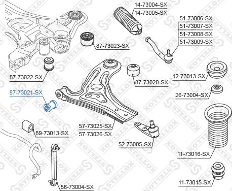 Stellox 87-73021-SX - Сайлентблок, важеля підвіски колеса autocars.com.ua