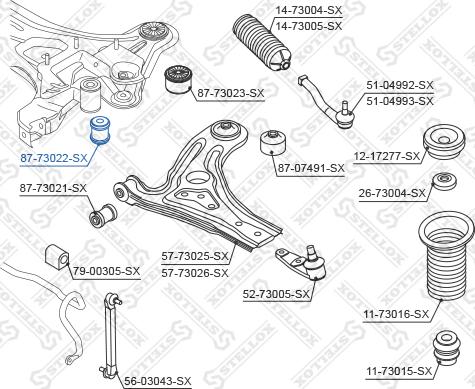 Stellox 87-73022-SX - Сайлентблок, важеля підвіски колеса autocars.com.ua