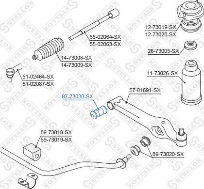 Stellox 87-73030-SX - Сайлентблок, важеля підвіски колеса autocars.com.ua