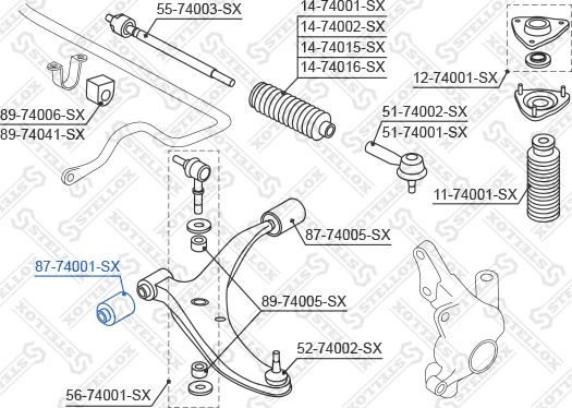 Stellox 87-74001-SX - Сайлентблок, рычаг подвески колеса avtokuzovplus.com.ua