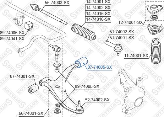 Stellox 87-74005-SX - Сайлентблок, рычаг подвески колеса avtokuzovplus.com.ua