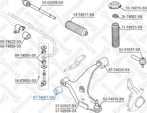 Stellox 87-74007-SX - Сайлентблок, рычаг подвески колеса avtokuzovplus.com.ua