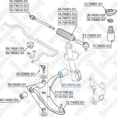 Stellox 87-74016-SX - Сайлентблок, рычаг подвески колеса avtokuzovplus.com.ua