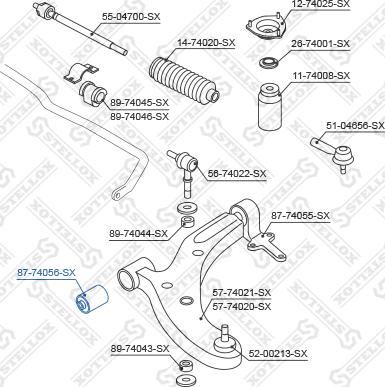 Stellox 87-74056-SX - Сайлентблок, рычаг подвески колеса avtokuzovplus.com.ua