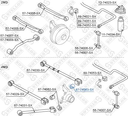 Stellox 87-74063-SX - Сайлентблок, важеля підвіски колеса autocars.com.ua