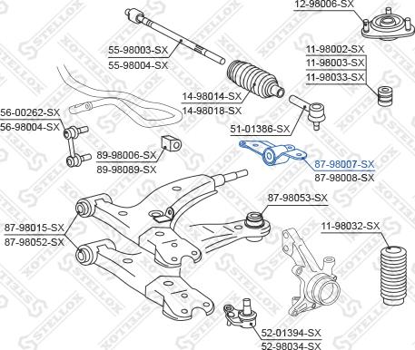 Stellox 87-98007-SX - Сайлентблок, важеля підвіски колеса autocars.com.ua