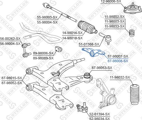 Stellox 87-98008-SX - Сайлентблок, важеля підвіски колеса autocars.com.ua