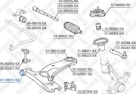 Stellox 87-98011-SX - Сайлентблок, рычаг подвески колеса avtokuzovplus.com.ua