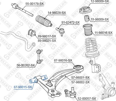 Stellox 87-98015-SX - Сайлентблок, важеля підвіски колеса autocars.com.ua