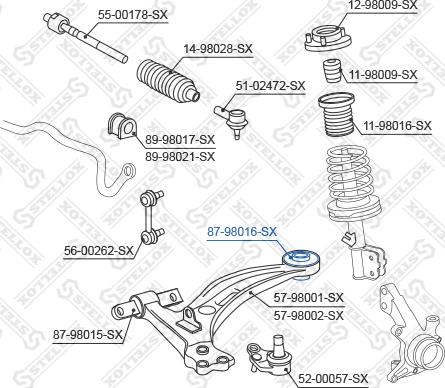 Stellox 87-98016-SX - Сайлентблок, важеля підвіски колеса autocars.com.ua