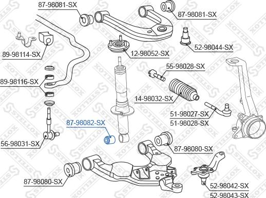 Stellox 87-98082-SX - Сайлентблок, важеля підвіски колеса autocars.com.ua