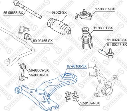 Stellox 87-98100-SX - Сайлентблок, рычаг подвески колеса avtokuzovplus.com.ua