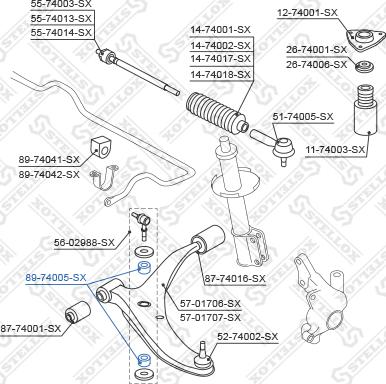 Stellox 89-74005-SX - Втулка, стабілізатор autocars.com.ua