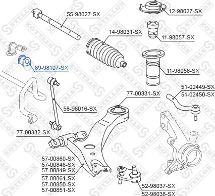 Stellox 89-98107-SX - Втулка, стабілізатор autocars.com.ua