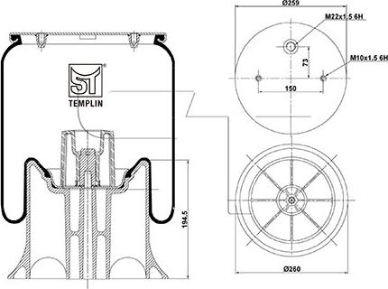 ST-Templin 04.060.6106.340 - Кожух пневматической рессоры avtokuzovplus.com.ua
